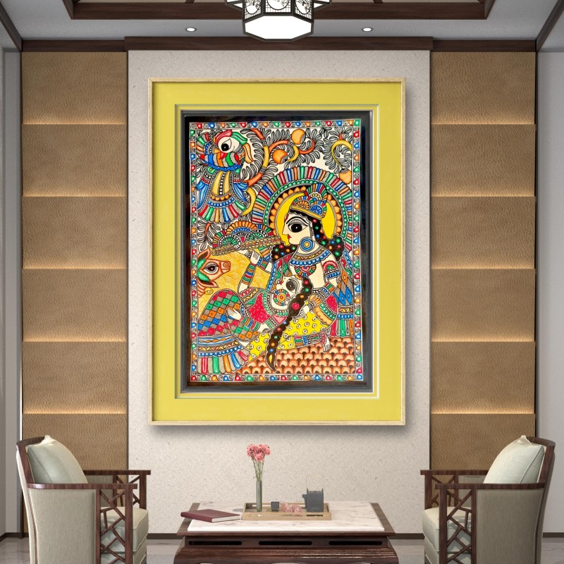 Radha Krishna Madhubani painting for home wall