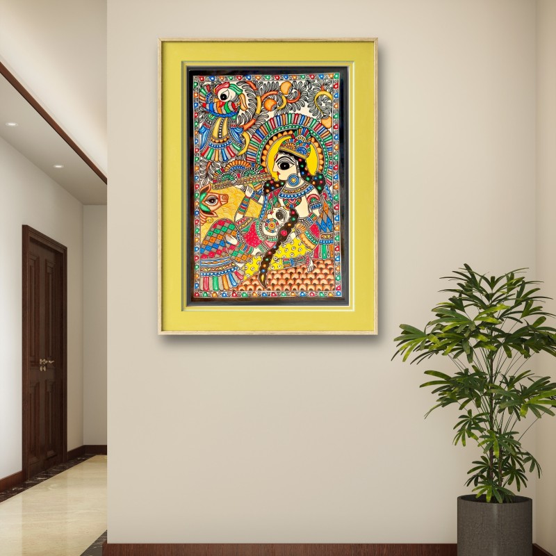 Radha Krishna Madhubani painting for home wall